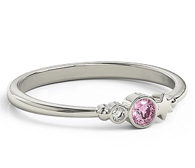 Pierścionek z białego złota z cyrkoniami Swarovski Róż BP-6711B-C/PINK