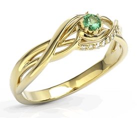 Pierścionek z żółtego złota ze szmaragdem i cyrkoniami BP-71Z-SZM/C