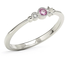 Pierścionek z białego złota z cyrkoniami Swarovski Różowy BP-6707B-C/PINK