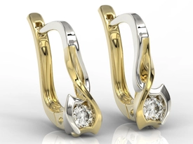 Kolczyki z żółtego i białego złota z brylantem LPK-2710ZB