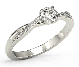 Pierścionek z białego złota z topazem Swarovski i brylantami BP-66B-TOP-WHI/D