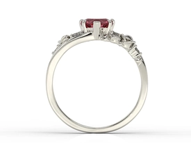 Pierścionek z białego złota z topazem Swarovski Red i diamentami AP-5312B