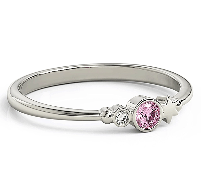 Pierścionek z białego złota z cyrkoniami Swarovski Róż BP-6711B-C/PINK