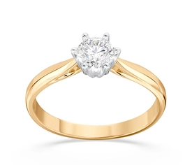 Pierścionek z brylantem certyfikowanym 0,40ct G/Si1 żółte i białe złoto AP-6640ZB