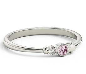 Pierścionek z białego złota z cyrkoniami Swarovski Różowy BP-6707B-C/PINK