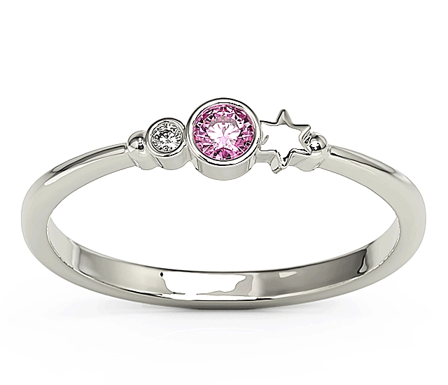 Pierścionek z białego złota z cyrkoniami Swarovski Róż BP-6711B-C/PINK