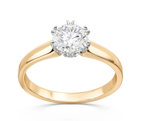 Pierścionek z brylantem certyfikowanym 1,00ct G/Si1 z żółtego i białego złota BP-21-1,0/ZB