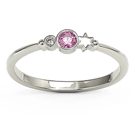 Pierścionek z białego złota z cyrkoniami Swarovski Róż BP-6711B-C/PINK