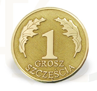 Grosz "na szczęście" ze złota D-4Z doskonały prezent na I Komunię Św.