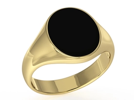 Sygnet z żółtego złota z owalnym onyksem SJ-28Z-ONY