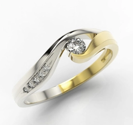 Pierścionek z żółtego i białego złota z cyrkoniami LP-7810ZB-C