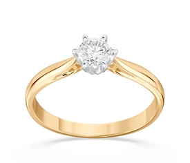 Pierścionek zaręczynowy z żółtego i białego złota z brylantem AP-6627ZB