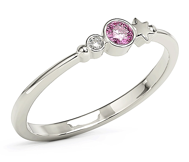 Pierścionek z białego złota z cyrkoniami Swarovski Róż BP-6711B-C/PINK