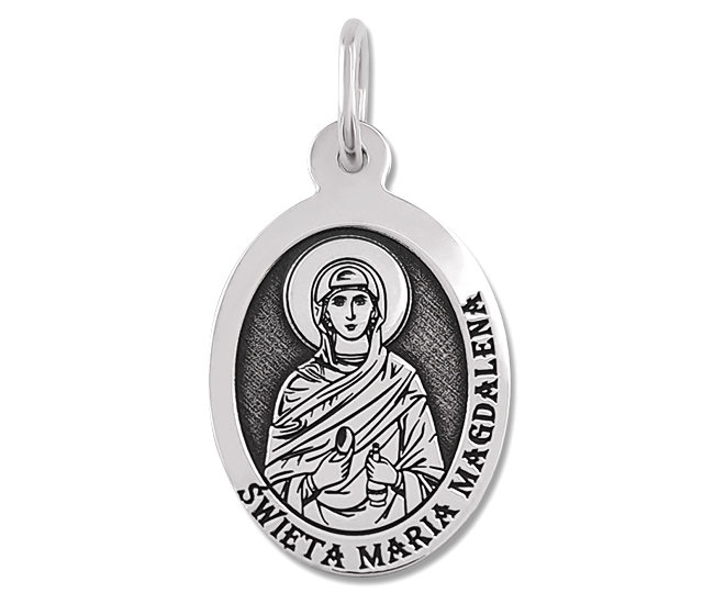 Medalik srebrny z wizerunkiem Św. Marii Magdaleny