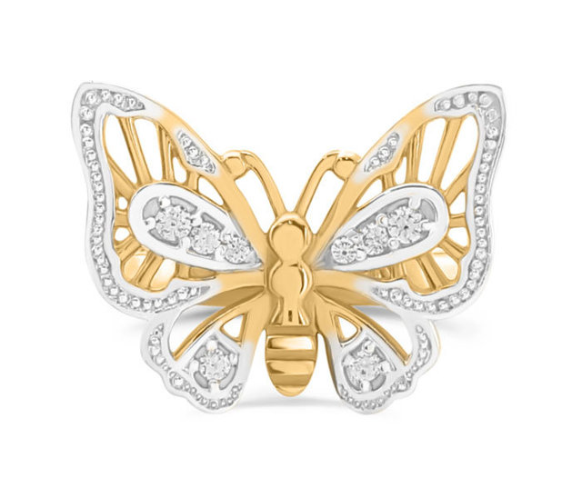 Pierścionek z żółtego złota - motyl - z cyrkoniami CP-45Z-R-C