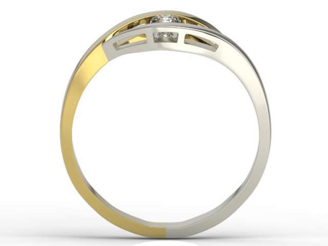 Pierścionek zaręczynowy z żółtego i białego złota z diamentem LP-9912ZB