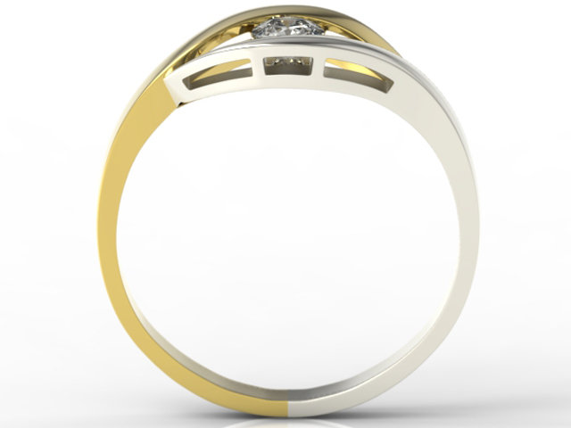 Pierścionek zaręczynowy z żółtego i białego złota z diamentem LP-9920ZB